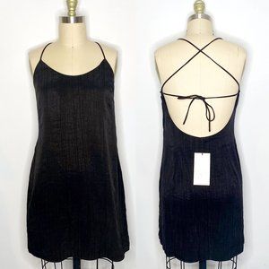 NWT Zara Strappy Open Back Textured Black Mini Dress